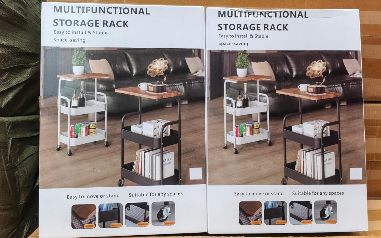 2-Layer Multi-Functional Storage Rack (Wood Top & Iron Body)